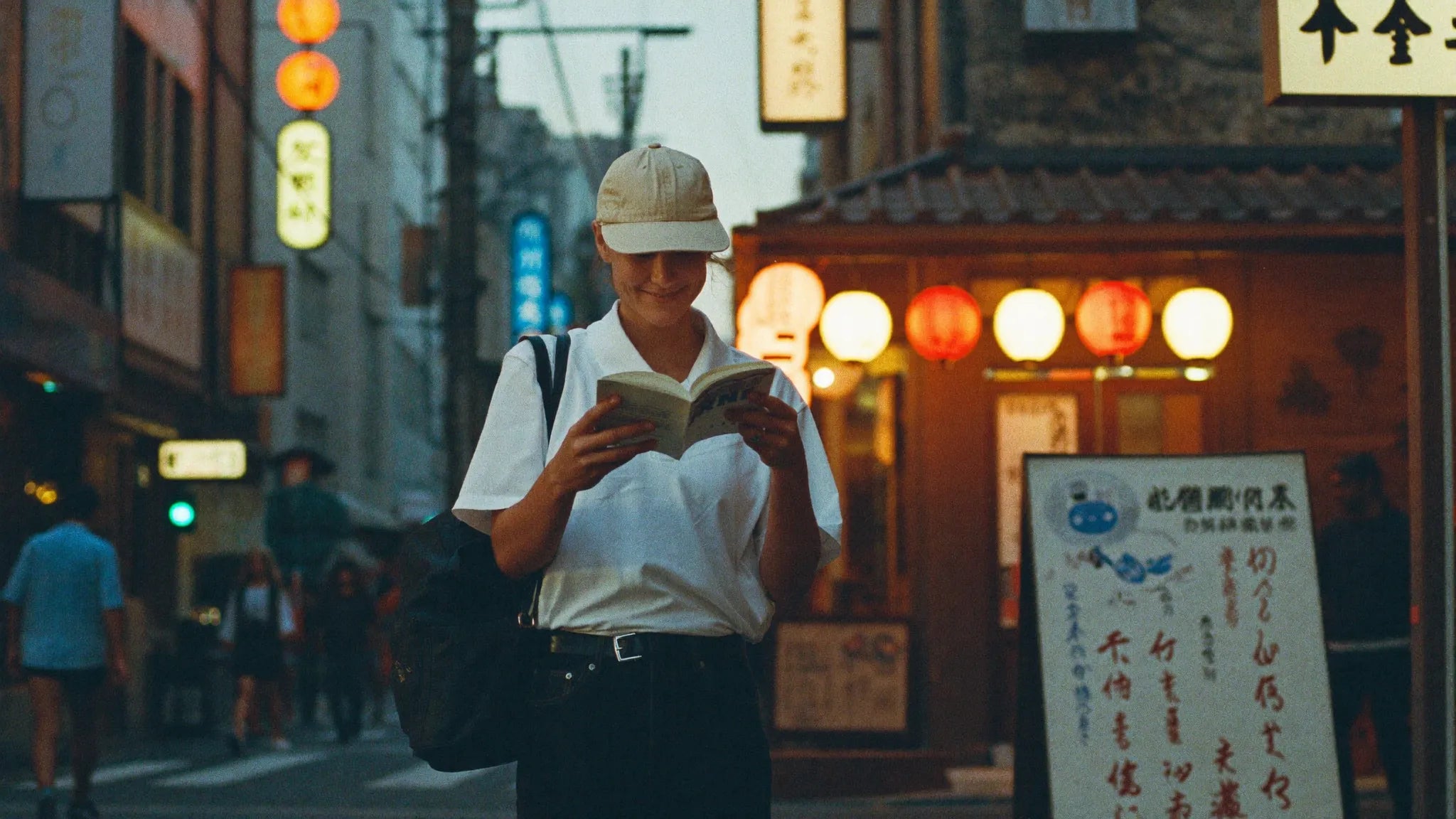 Reading Japanese signs on a Tokyo street with ease